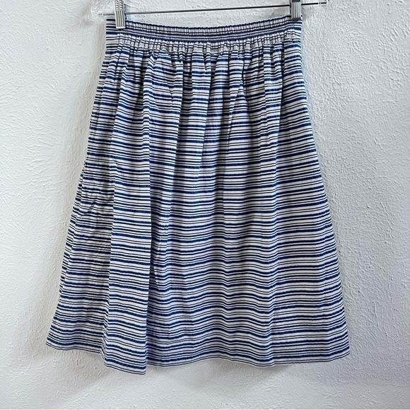- J Crew blue stripe pleated skirt - Picture 4 of 7